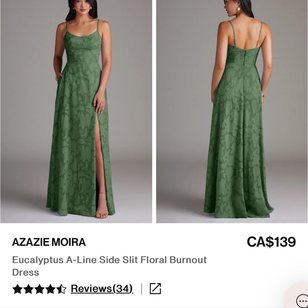 Azazie Moira Green Floral Burnout Dress